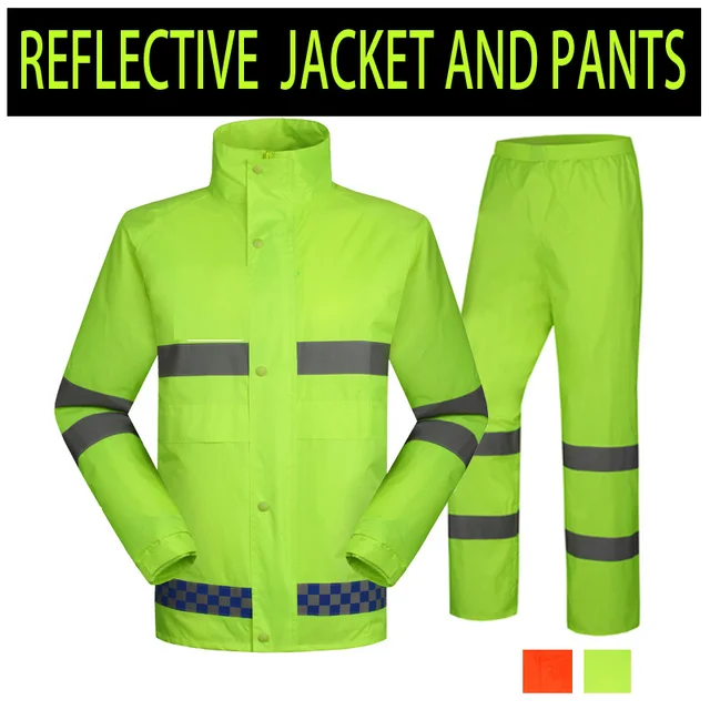Hi Viz Yellow Raincoat Reflective Strips