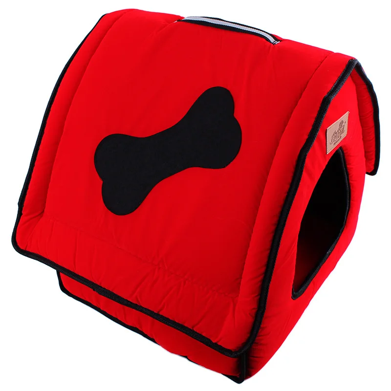 2018 New Flocking Cloth Pet Bed Kennel Cute Bone Dog House