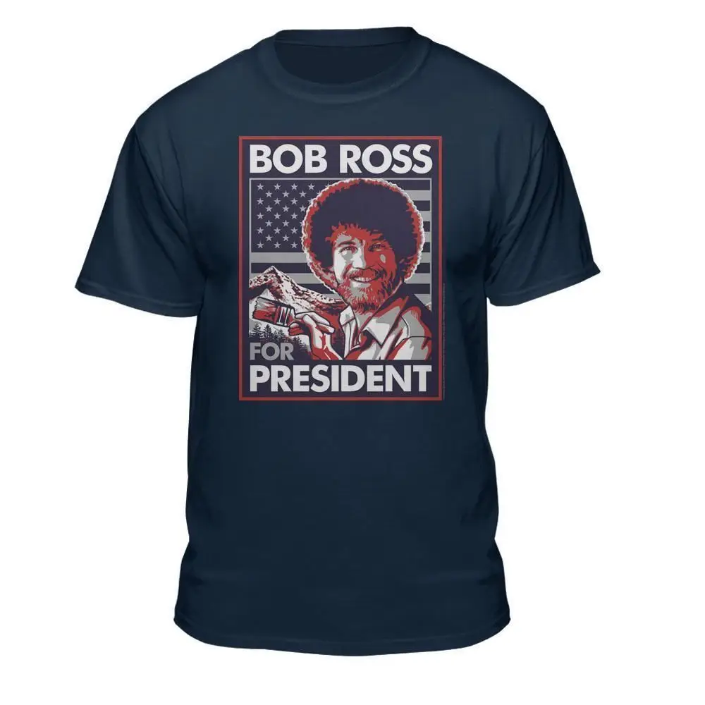 Мужская официальная Лицензионная футболка Bob Ross с американским флагом harajuku