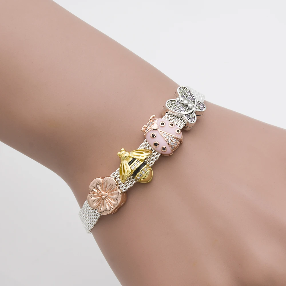 

Silver plated hgih quality Panhome REFLEXIONS mesh BRACELET women's charm Bracelet SPring coming gift 2019new arrive