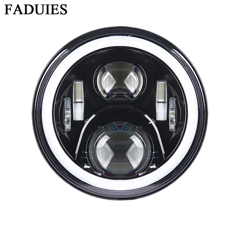 1 1Pair 7Inch12 LED Headlight White Halo Ring Angel Eyes+Amber Turning Signal Led headlamp For Jeep Wrangler JK TJ CJ 2007-2016 (14)