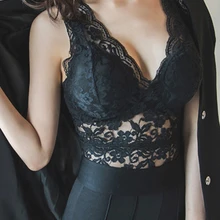 Летний сексуальный кружевной Топик с глубоким v-образным вырезом, женские топы без рукавов размера плюс, вязанные Топики, черный кружевной топ