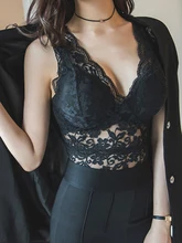 2019 Summer Sexy Lace Camisole Deep V-neck Women Hollow out Tank Tops Sleeveless Plus Size Bralette Crochet Camis Black lace top crochet skull lace summer tank top