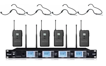 

Bolymic Condenser microphone UHF Four Channel Wireless Luxury Headset Microphone System