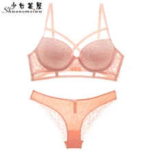 Shaonvmeiwu, летнее кружевное белье, сексуальный бюстгальтер, набор, бюстгальтер, тонкий бюстгальтер, розовый, женский