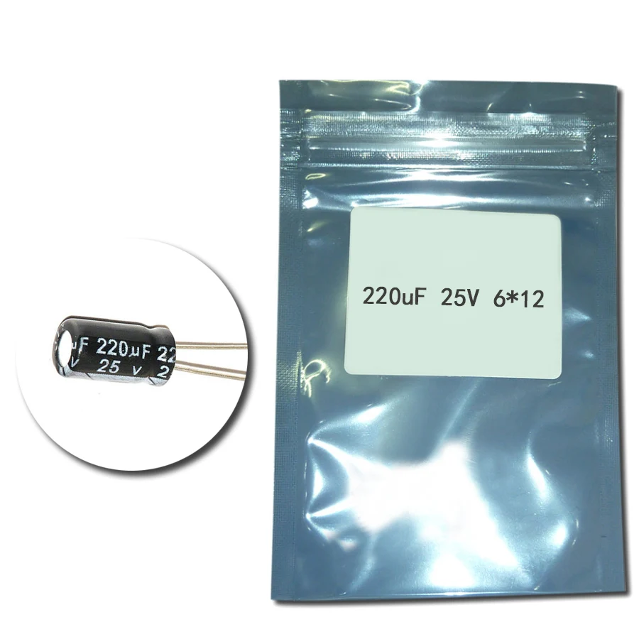 

50pcs/lot Aluminum electrolytic capacitor 220uF 25V 6*12 Electrolytic capacitor
