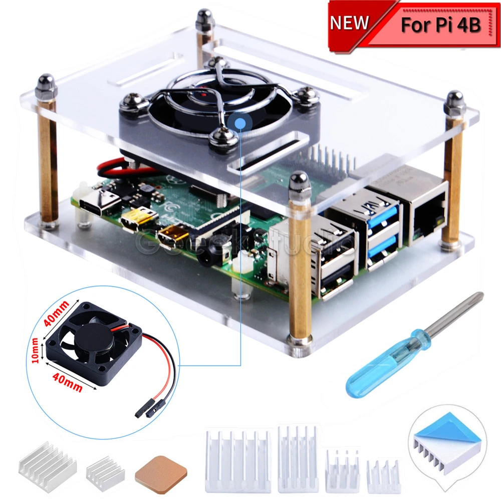 

Acrylic Clear Dark Brown Transparent Case Enclosure for Raspberry Pi 4 Model B, with Cooling Fan for Raspberry Pi 4B / 3B+ / 3B
