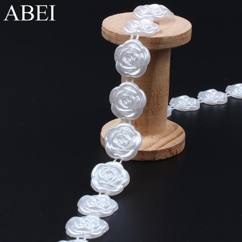 

17mm 2yards/lot White Artificial Pearl String For Wedding Bridal Headwear Cotton Beads Line for Home Party Decoration