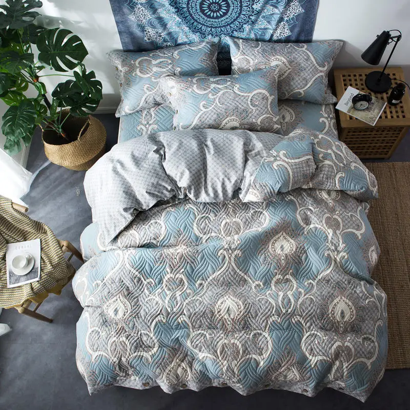 

Quilt Cotton Bedding Set Twin Queen King size Bed set Ribber Fitted sheet Duvet Cover parure de lit linge de lit ropa de cama