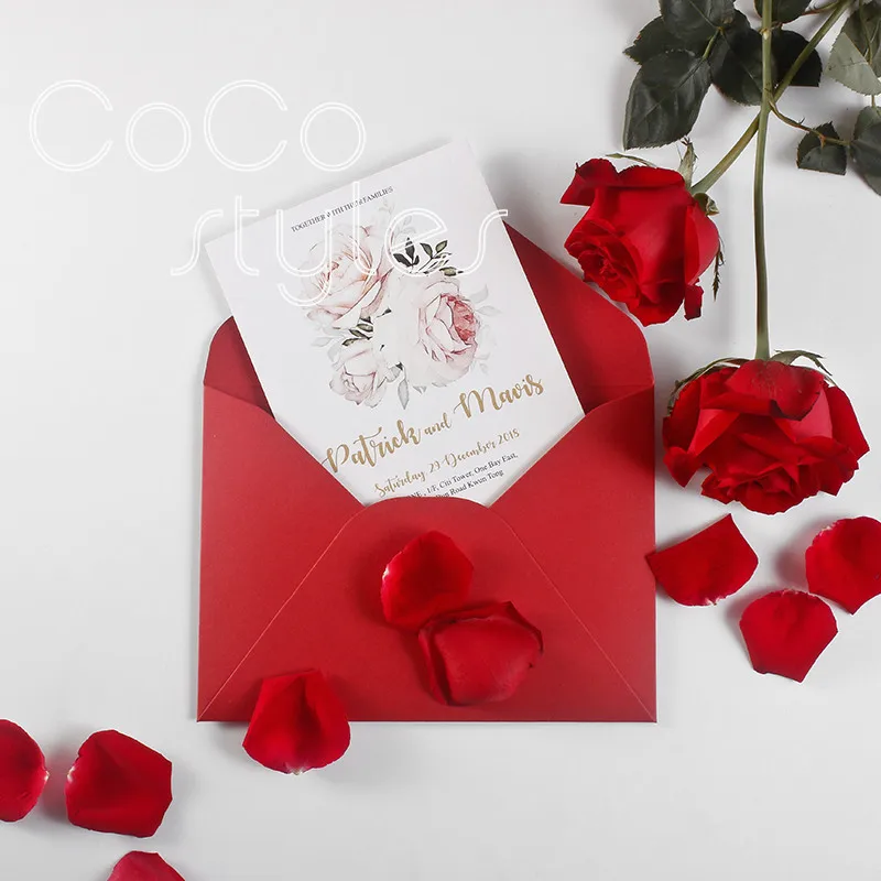  Cocostyles custom super elegant floral design invitation card with gold foiling and envelope for hi - 32889196522