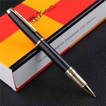 

High Quality Picasso Pimio 918 Black and Gold Clip Roller Ball Pen with Original PU Gift Box Office Stationery Ballpoint Pens