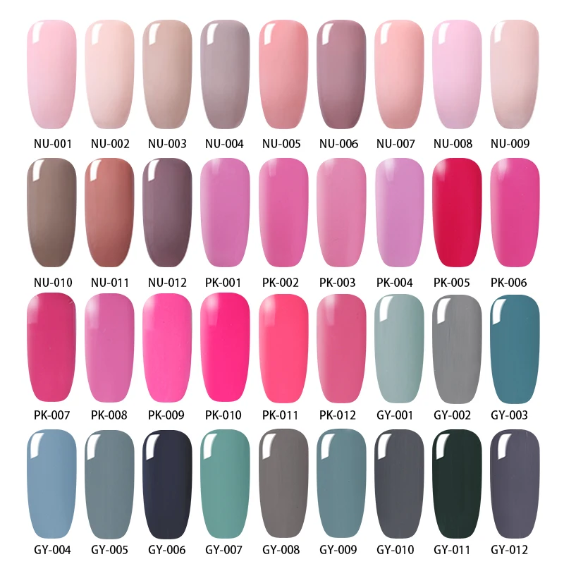 12 Bottles BORN PRETTY UV Gel Nail Polish Set Pure Color LED Gel Lacquer Pink Nude Series Soak off Manicure Art Gel