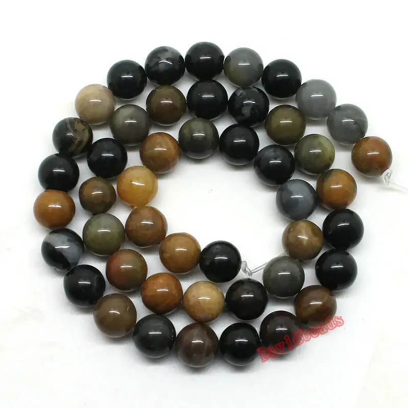 Natural-Stone-Wooden-Petrified-Jade-Loose-Beads-For-Jewelry-Making-4-6-8-10-12mm-Pick