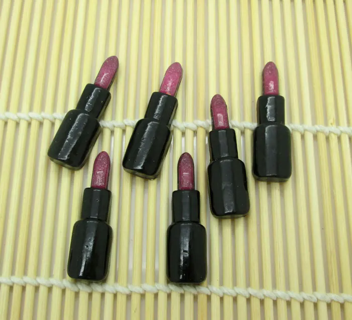 

20Pcs Dark Purple Makeup Lipstick Resin Crafts Kawaii Bead Flatback Cabochon Fridge Magnet Scrapbook DIY Accessories Buttons