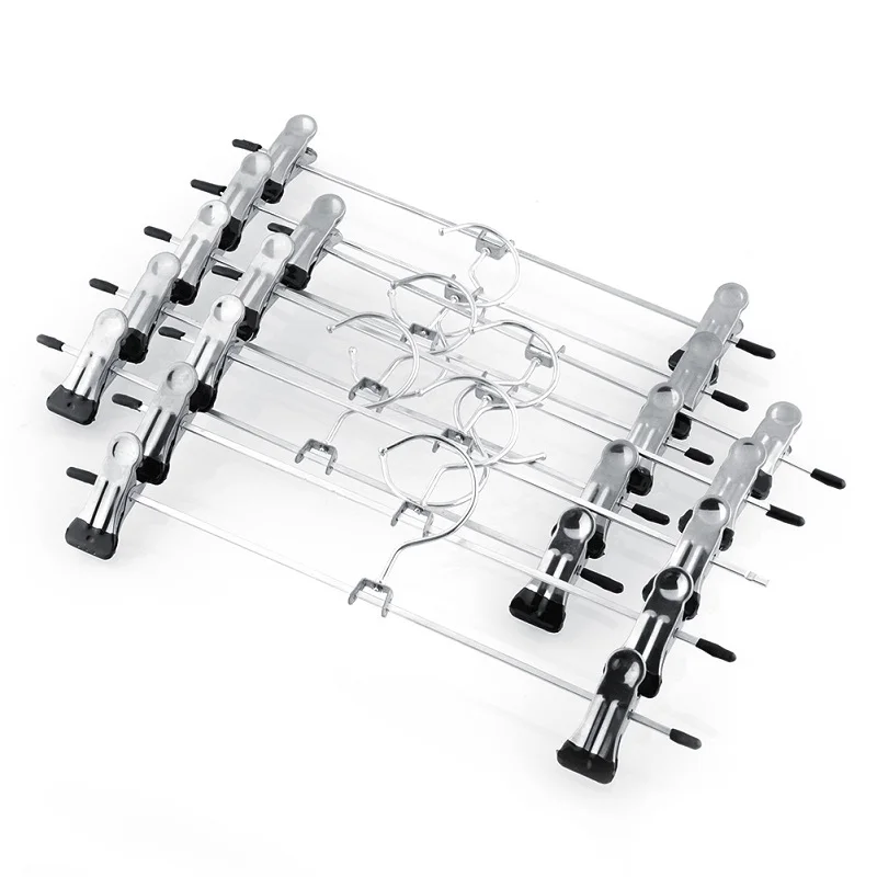 

10Pcs Stainless Steel Clip Stand Hanger Pants Skirt Kid Clothes Adjustable Grip Home Office Storage Organizer High Quality