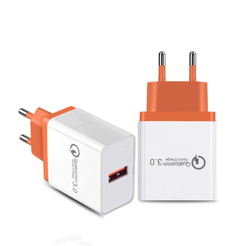 QC 3,0 USB зарядное устройство 5V3A Быстрая зарядка 3,0 Для samsung Xiaomi huawei мобильный телефон зарядное устройство адаптер для iphone 6 7 8 Plus X Xs - Тип штекера: orange