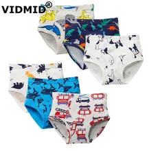 VIDMID, ropa interior bóxer para niños, ropa interior de algodón con dibujos de dinosaurios y animales para niños, bragas para niños 7081 03