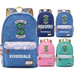 Мода 2019 г. милые ривердейл змея цветы в горошек для мальчиков и девочек школьная сумка для женщин Bagpack школьная сумка для подростков холст