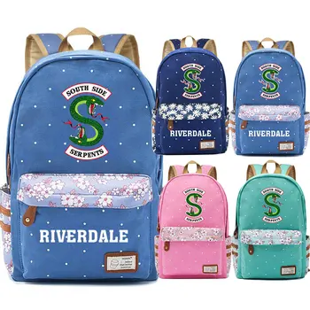 

2019 Fashion Cute Riverdale Snake Flowers Polka Dot Boy Girl School bag Women Bagpack Teenagers Schoolbags Canvas Femme Backpack