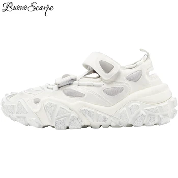 

Buono Scarpe Do old Leather Women Sneakers Platform Fashion Dad Sneakers Shoes Hollow Out Sports Female Shoes Non-slip Sneakers