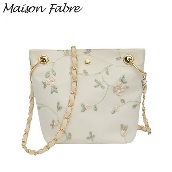 

Maison Fabre Bag women Leather crossbody bag Chain lace embroidery Floral Phone bag 2019 Summer designer fashion Ladies handbags