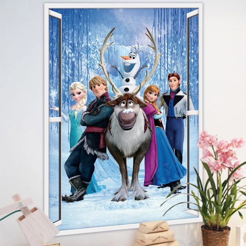 Disney Kids DIY sticker Frozen Princess Scroll Puzzle Children's room decoration stickers cartoon pegatinas autocollant enfant