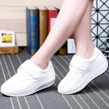 {D&H}Women’s Vulcanize Shoes Slimming Shoes Women Genuine Leather FashionCasual Shoes Patchwork Fitness Lady Swing Shoes Woman