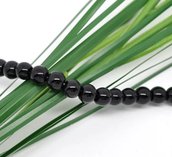 

Glass Beads Round Black 6mm Dia,30cm(11 3/4") long,1 Strands(approx 55PCs/Strand) new
