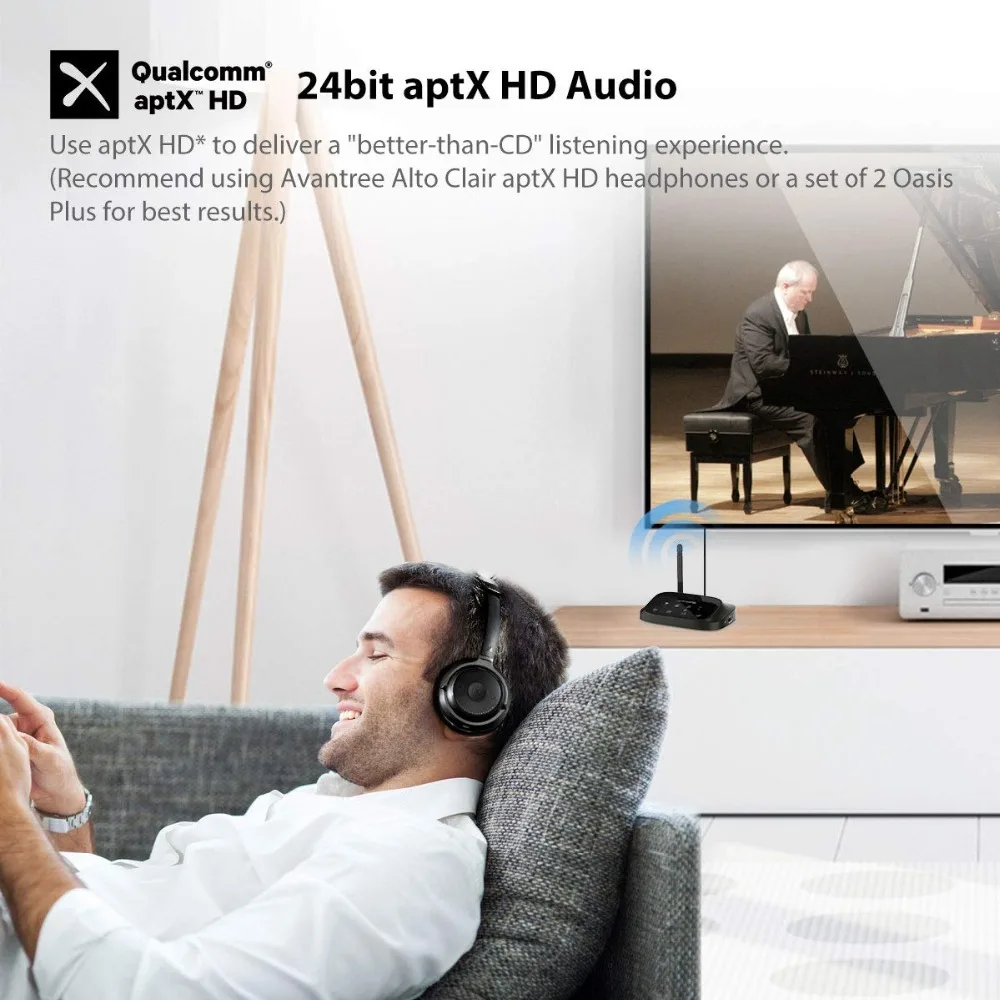  Avantree aptX HD A LUNGO RAGGIO Trasmettitore Bluetooth per la TV Audio Trasmettitore Senza Fili e 