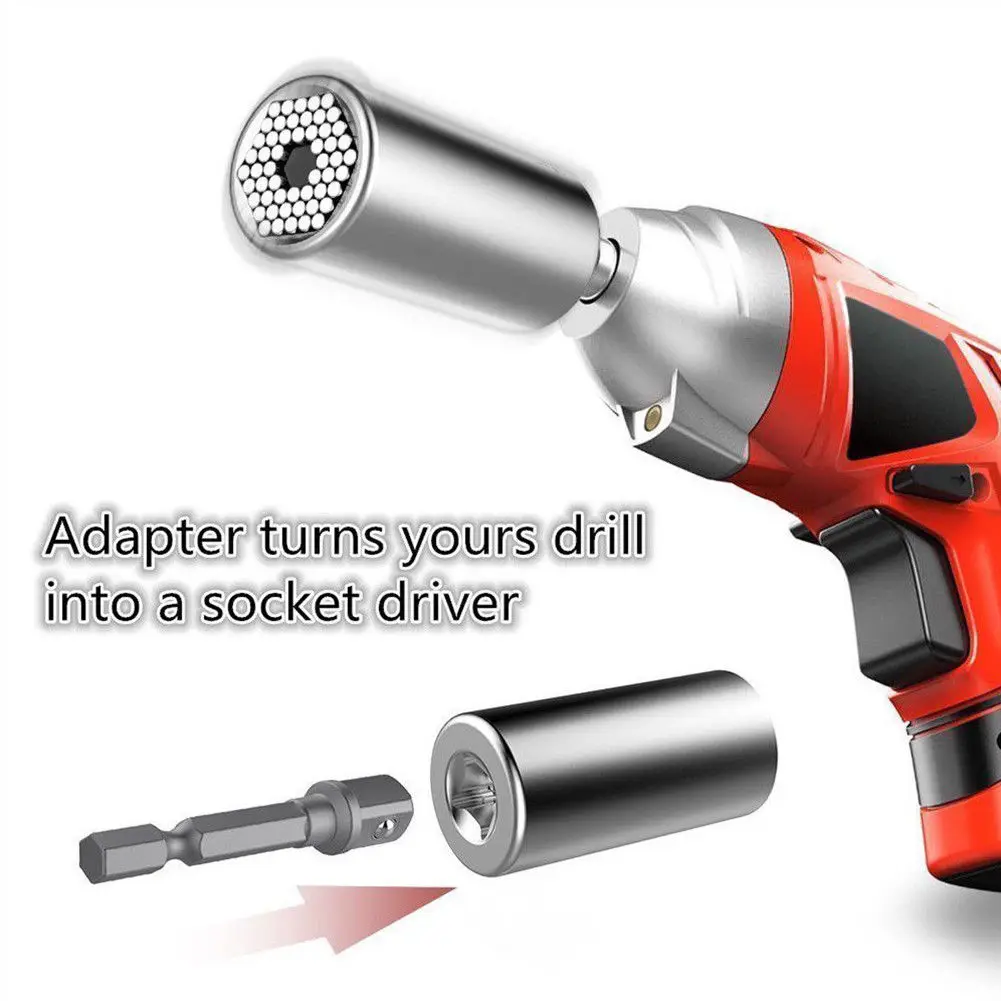  Hot 7-19mm Gator Grip Universal Torque Wrench Head Socket Sleeve Power Drill Ratchet Bushing Spanne