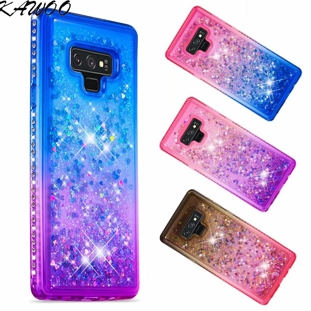 

Glitter Liquid Diamond Bling Floating Soft Shiny Case Cover For Samsung S8 S9 A5 2017 A6 A6 Plus Note 9 J3 J7 Clear Phone Coque