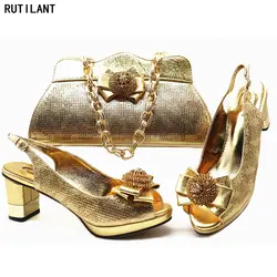 Комплект из туфель и сумочки в нигерийском стиле; Высококачественная роскошная женская обувь для свадьбы; женские итальянские вечерние