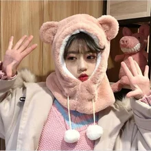 2019 Fashion Winter Women Cute Bear Plush Cap Warm Hats Outdoor Girls Raccoon Fur Beanies Caps 2019 Fashion Winter Women Cute Bear Plush Cap Warm Hats Outdoor Girls Raccoon Fur Beanies Caps