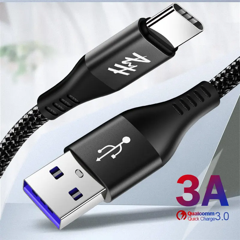 H & A USB نوع C كابل لسامسونج غالاكسي S9 S8 زائد Oneplus 6T سريع شحن USB-C شاحن الحبل المحمول الهاتف USBC نوع-C كابل