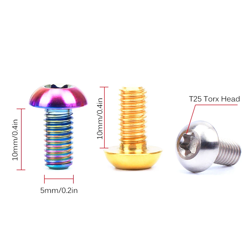 12 шт. болты ротора дискового тормоза M5 * 10 мм T25 Torx Titanium TI MTB болт для велосипеда