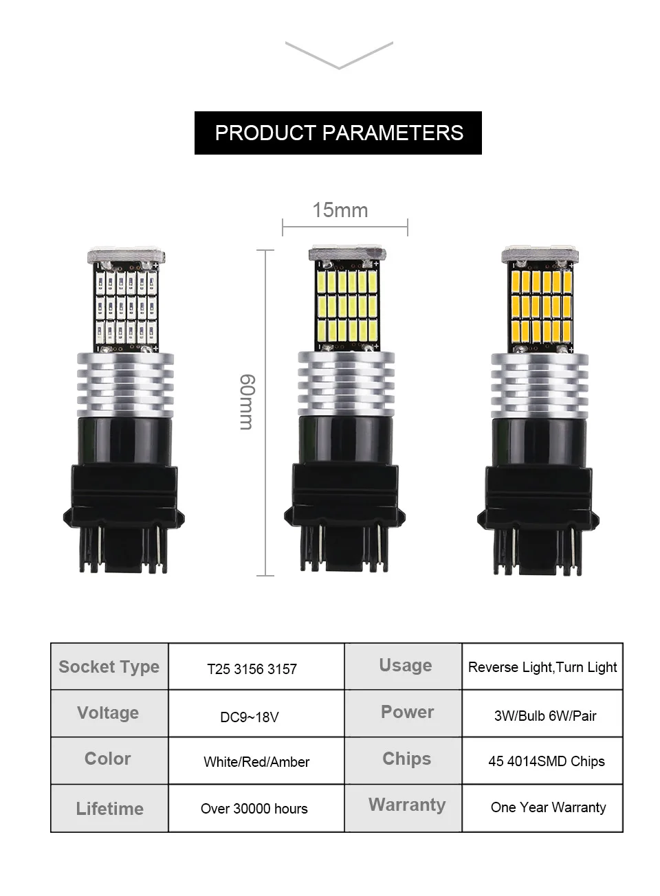 ANMINGPU 2x45 4014SMD сигнальная лампа T25 3157 Led Canbus 3156 P27W P27/7 W Led Автомобильный тормоз Фары заднего хода указатель поворота задние фонари 12V