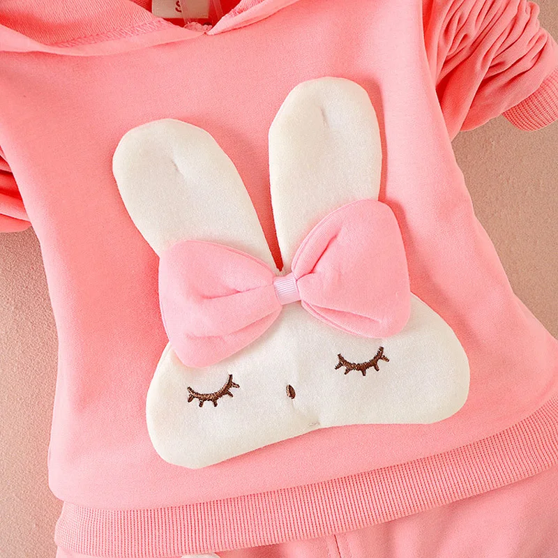 2018New Spring Autumn Baby Clothing Cartoon Rabbit Child Long Sleeve Hoodies Cotton Suit Toddler Sets Kids Outfits Girls Clothes