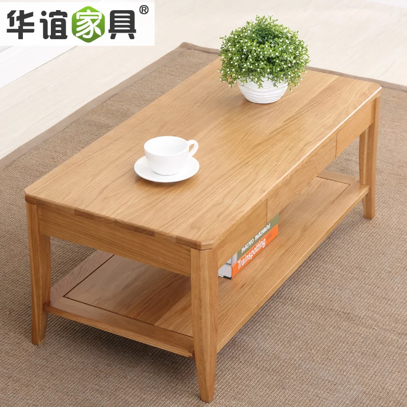 

Furniture solid wood coffee table minimalist white oak furniture living room TV cabinet all side a few teasideend