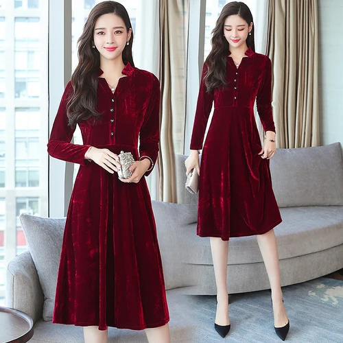 ladies long red dress