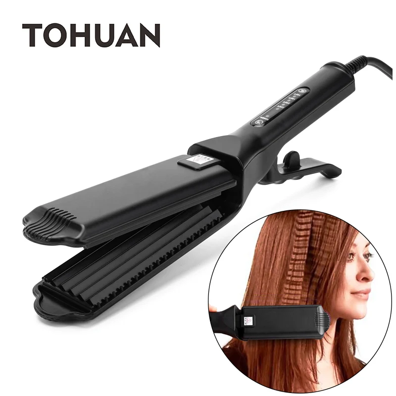 TOHUAN Corrugation Fluffy Hair Straightener Small Waves Hair Crimper Flat Irons Corrugated Iron Hairstyle Tools 110-220V