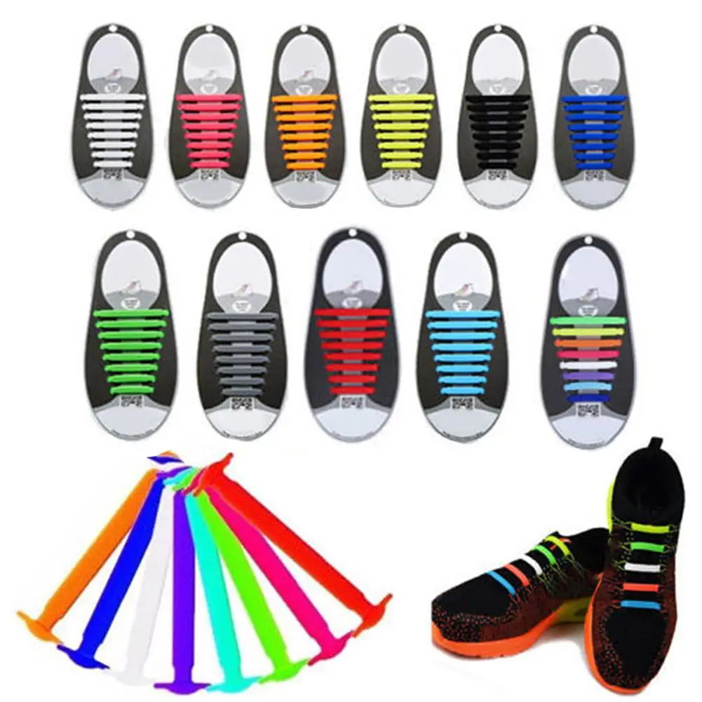 Lazy Elastic Silicone Lace No Tying Shoe Laces Running Tennis Shoes Hot Ropes Shoes Accessories For Men Women