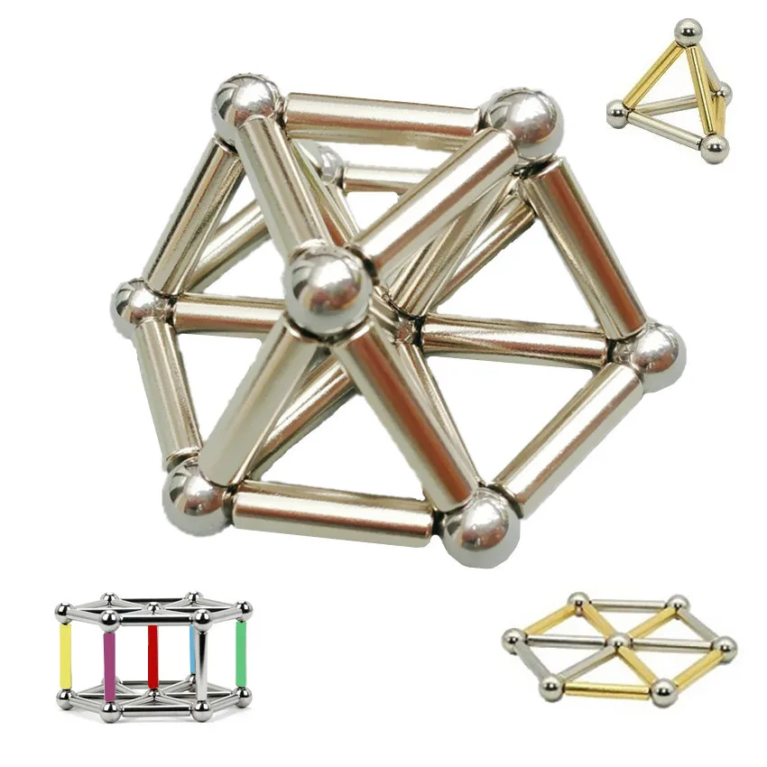 Toy Set NdFeB Rods Iron Balls Multiple Color Cylinder