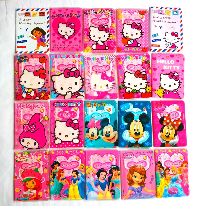 

Girls like Fashion PVC Leather Passport Holder,Mickey and Minnie cartoon hello kitty Travel Passport Cover Case