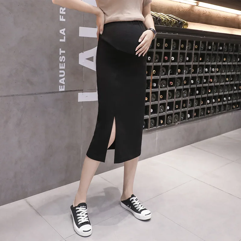Side opening Maternity Skirts For Pregnant Women Clothes Abdominal High Waist Skirt Pregnancy Casual Slim Package Hip Skirt