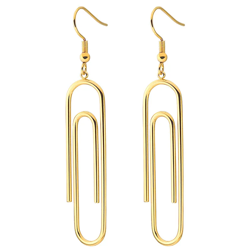 

Safety Pin Earrings Korean Fashion Metal Titanium Geometric Long Fashion Jewelry Earrings 2019 Gadgets for Women