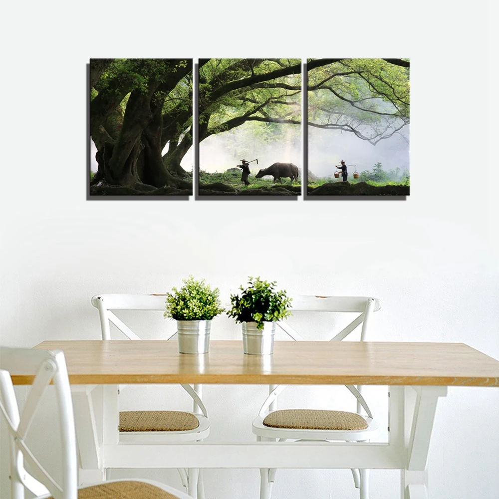 Vintage Home Decorations Chinese Landscape Picture Modular Poster Print Canvas Painting for Living Room Wall Decor Gift 3 Panels
