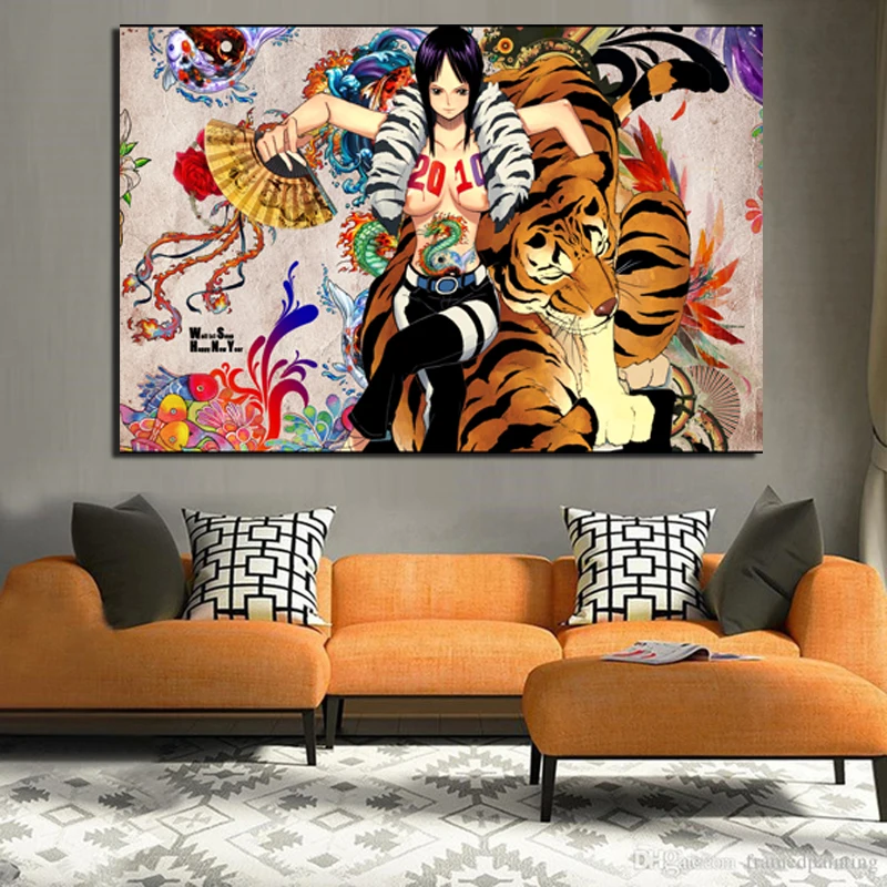

One Piece Anime Sexy Beauty And Tiger Canvas Painting Living Room Home Decoration Modern Wall Art Oil Painting Posters Pictures