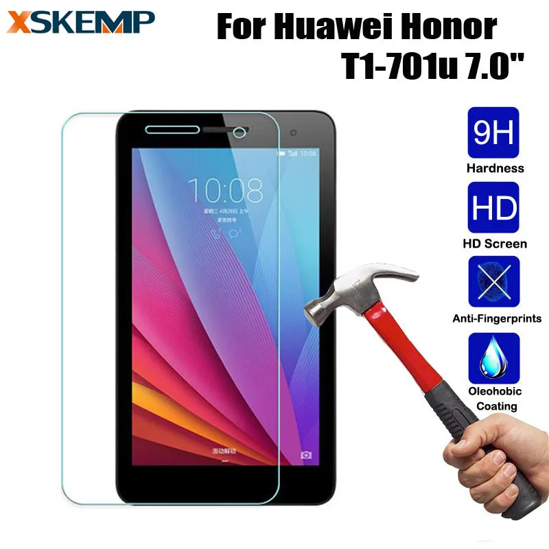 

Explosion Proof Tablet 9H Tempered Glass Film For Huawei Honor T1-701u 7.0" Anti-Scratch Front No Fingerprint Screen Protector