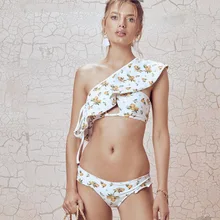 Женский летний костюм с высокой талией, купальный костюм, два предмета размера плюс, сексуальный купальник с косым краем в виде листьев, стройная расческа, Вишня