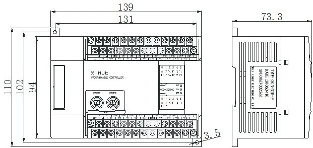 XC3-24R-E XINJE XC3 серии ПЛК AC220V DI 14 DO 10 Реле в коробке